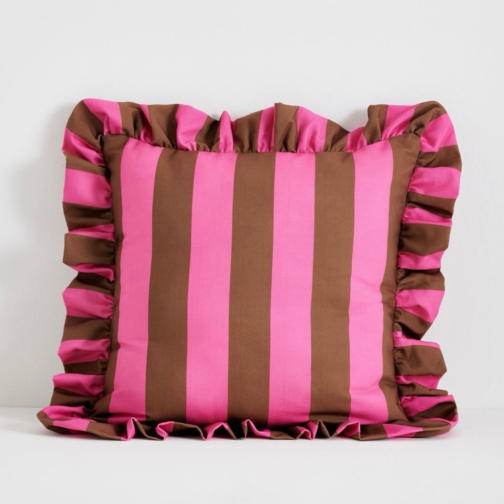 Anthropologie Maeve by Anthropologie Striped Ruffle Indoor/ Outdoor Pillow